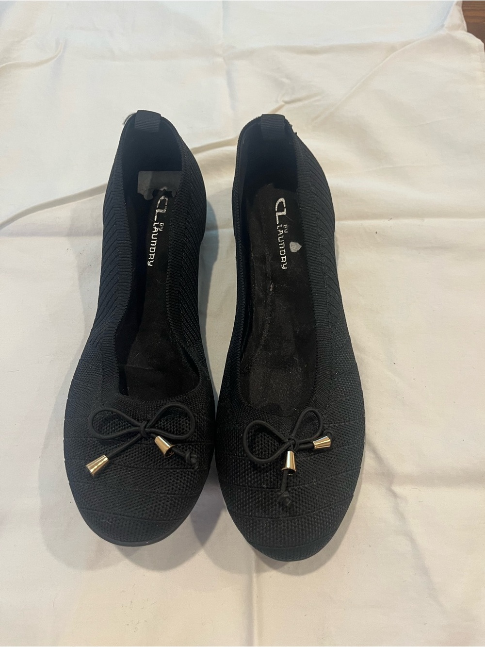 Black Ballet Flats with Bow Detail